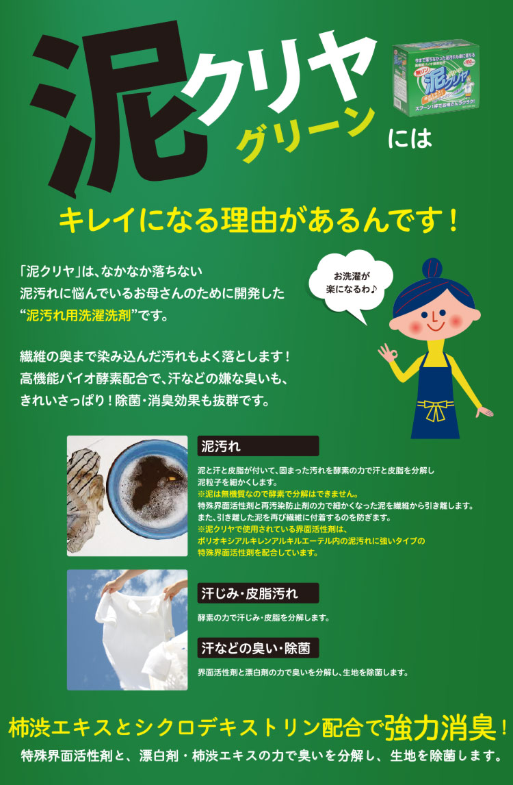 泥クリヤグリーンで気になるところだけもみ洗い